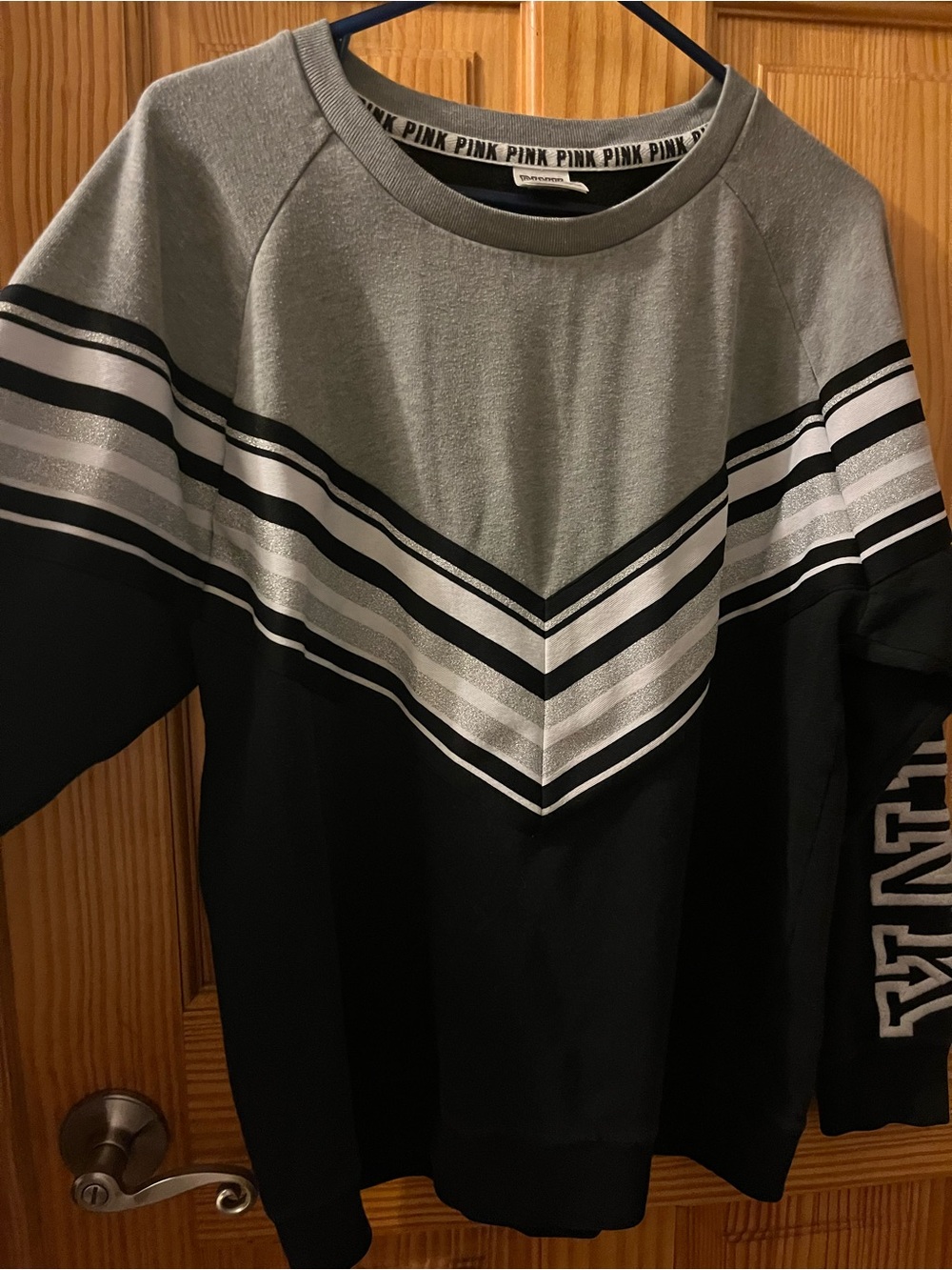 PINK Victoria's Secret Gray and Black Logo shirt